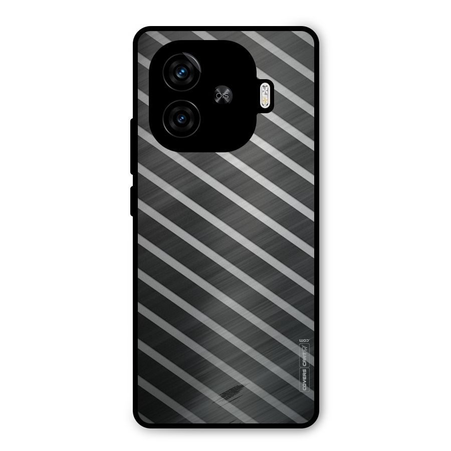 Grey And Black Stripes Metal Back Case for iQOO Neo 10R