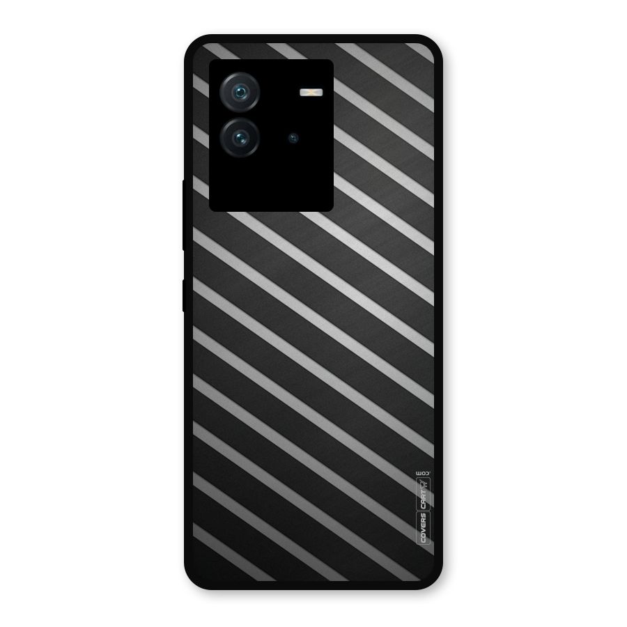 Grey And Black Stripes Metal Back Case for iQOO Neo 6 5G