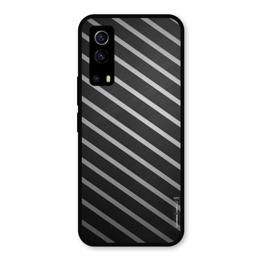 Grey And Black Stripes Metal Back Case for iQOO Z3