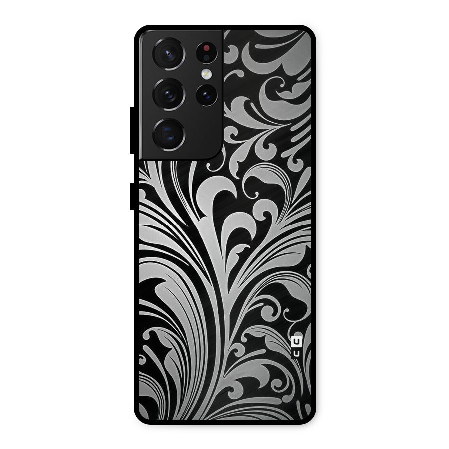 Grey Beauty Pattern Metal Back Case for Galaxy S21 Ultra 5G
