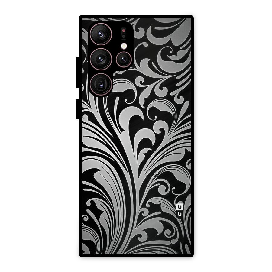 Grey Beauty Pattern Metal Back Case for Galaxy S22 Ultra 5G