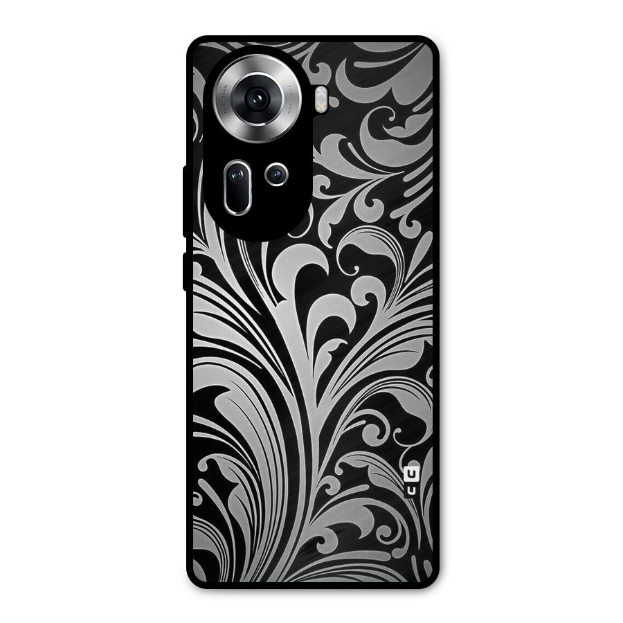Grey Beauty Pattern Metal Back Case for Oppo Reno11 5G