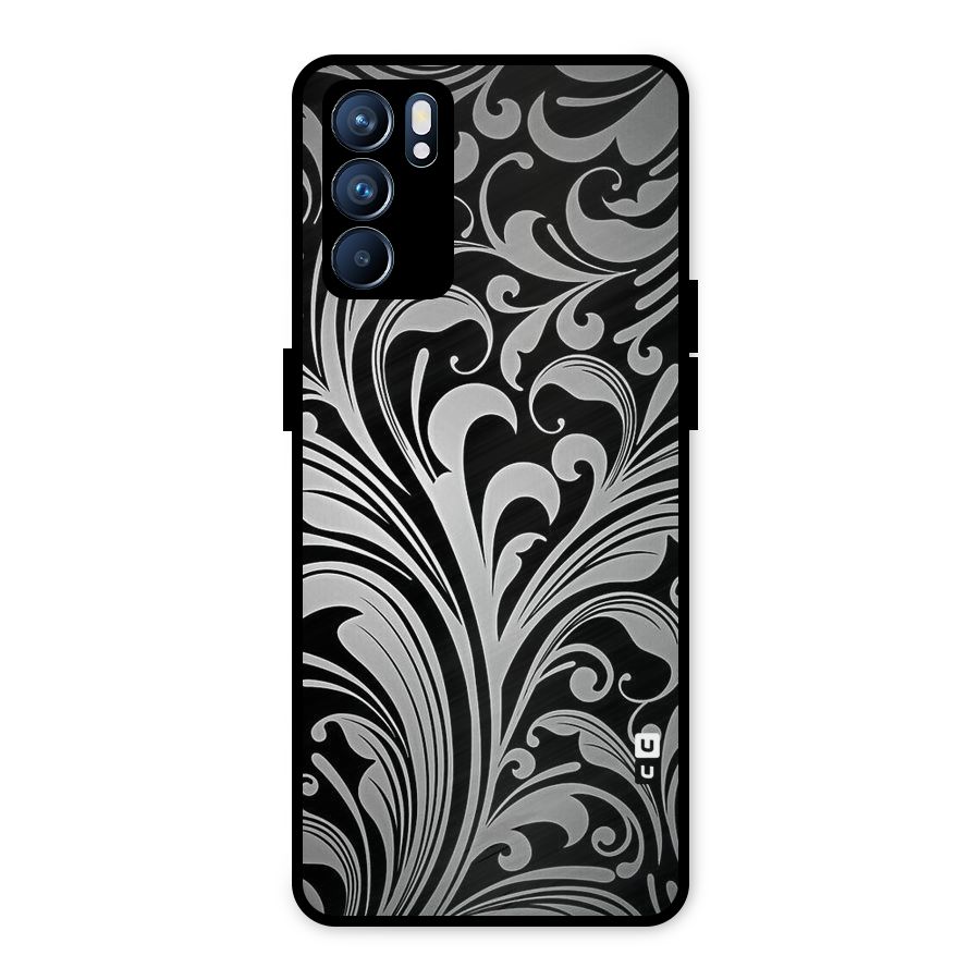 Grey Beauty Pattern Metal Back Case for Oppo Reno6 5G