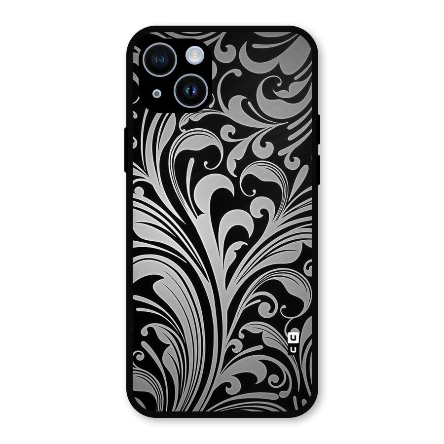 Grey Beauty Pattern Metal Back Case for iPhone 14