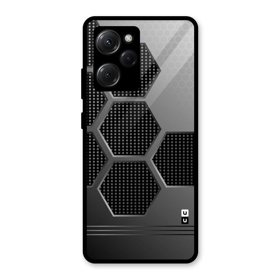 Grey Black Hexa Glass Back Case for Poco X5 Pro