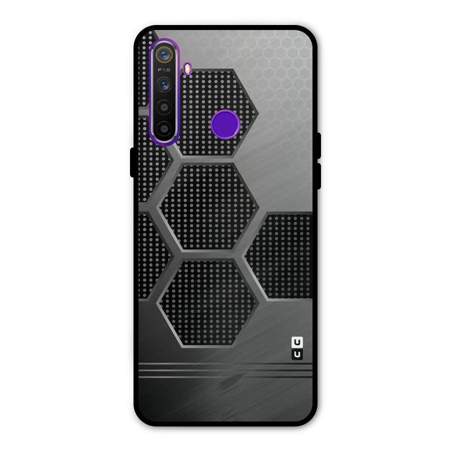 Grey Black Hexa Glass Back Case for Realme 5s