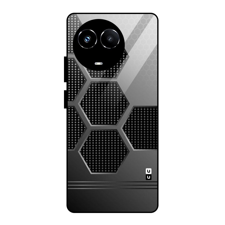 Grey Black Hexa Glass Back Case for Realme Narzo 60X