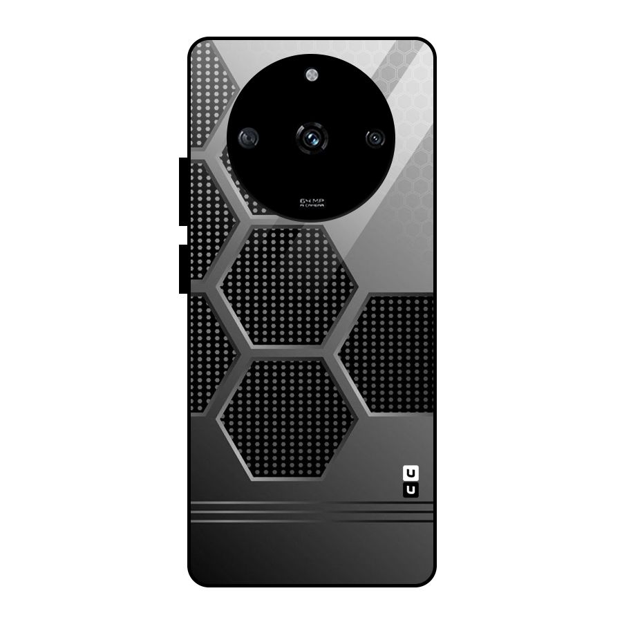Grey Black Hexa Glass Back Case for Realme Narzo 60 5G