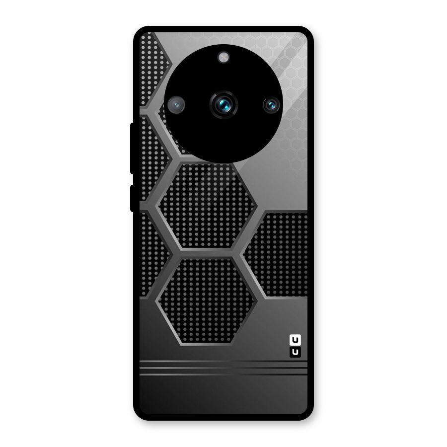 Grey Black Hexa Glass Back Case for Realme Narzo 60 Pro