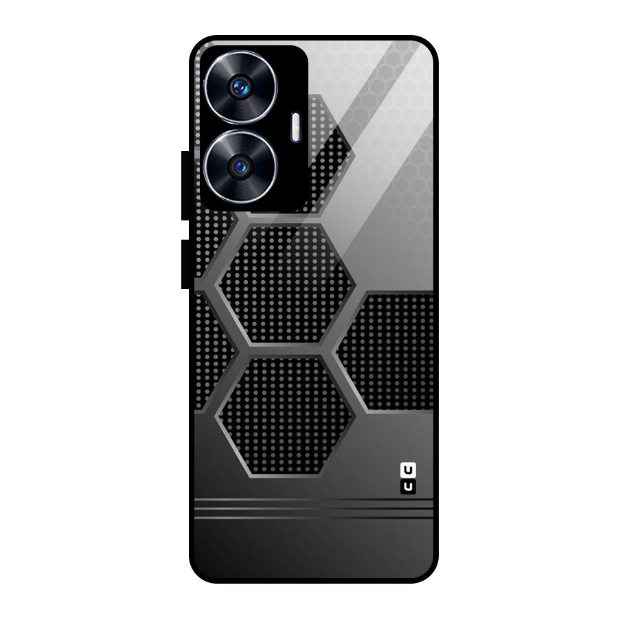 Grey Black Hexa Glass Back Case for Realme Narzo N55