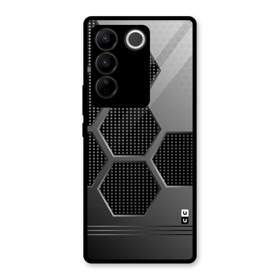 Grey Black Hexa Glass Back Case for Vivo V27