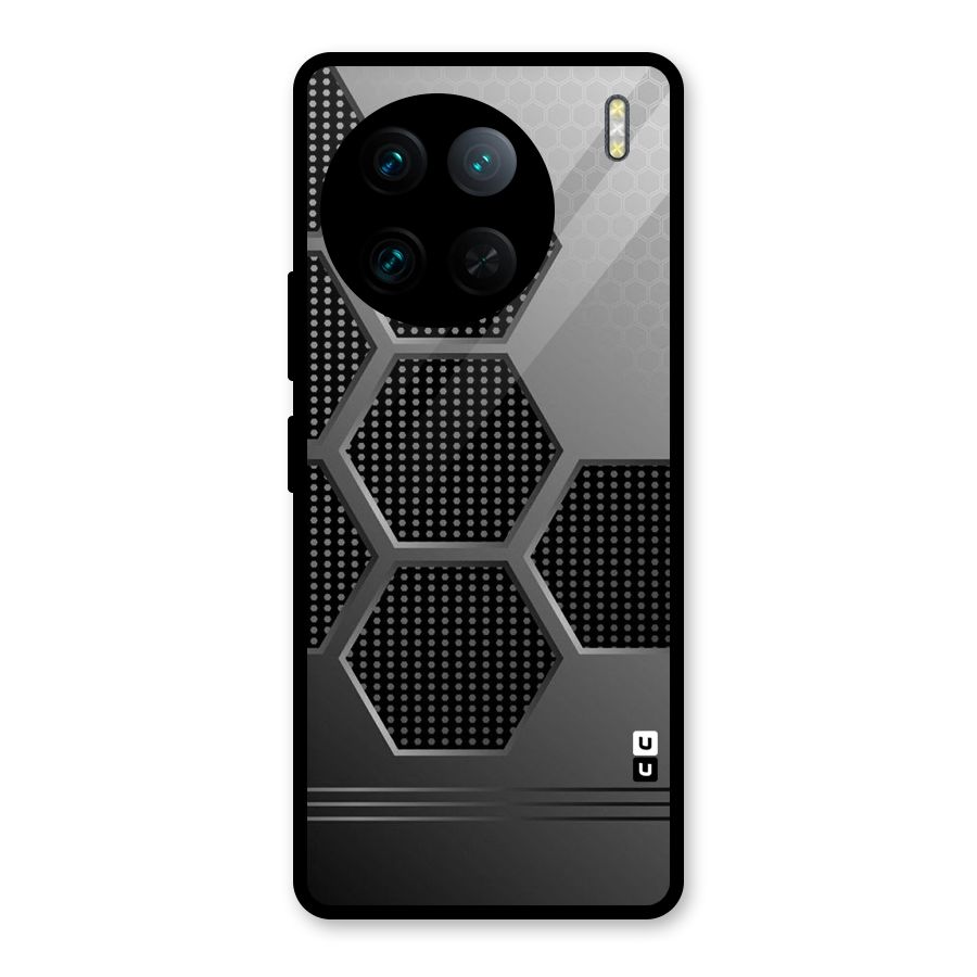 Grey Black Hexa Glass Back Case for Vivo X90 Pro
