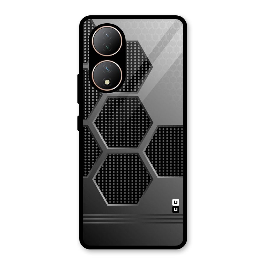 Grey Black Hexa Glass Back Case for Vivo Y100A