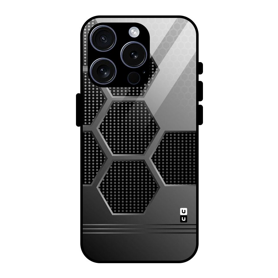 Grey Black Hexa Glass Back Case for iPhone 15 Pro