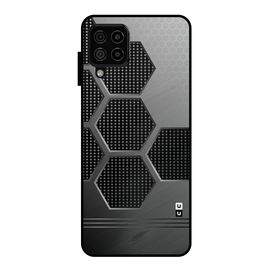 Grey Black Hexa Metal Back Case for Galaxy A22 4G
