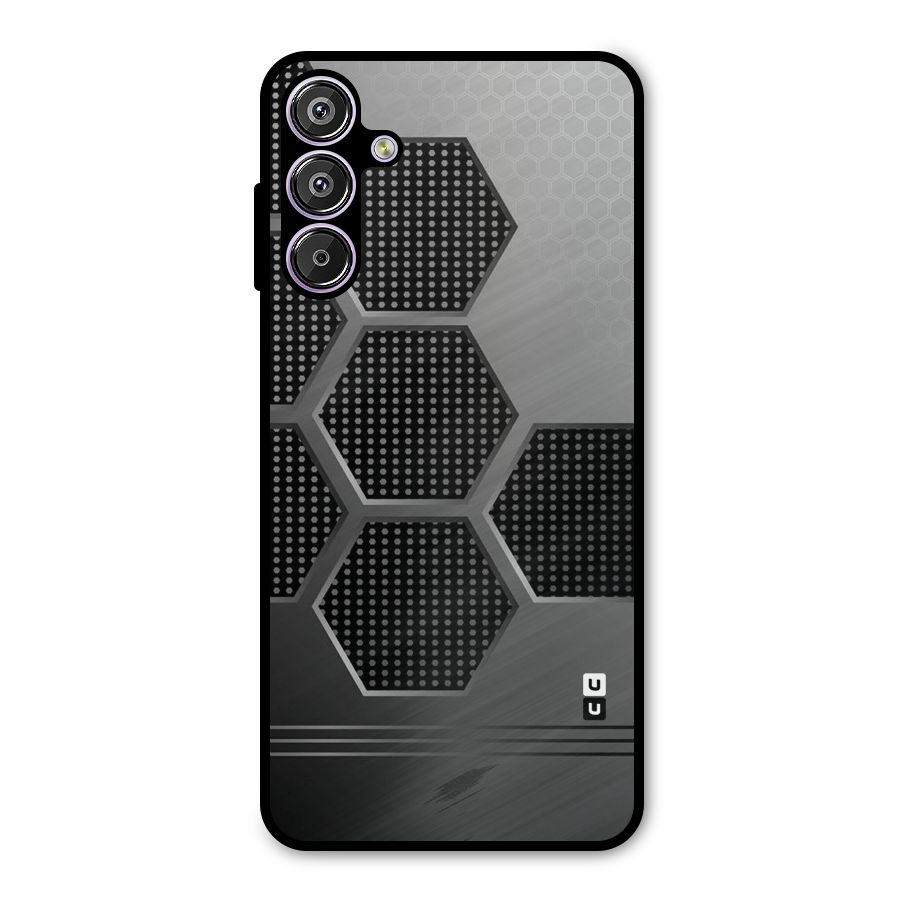 Grey Black Hexa Metal Back Case for Galaxy M15