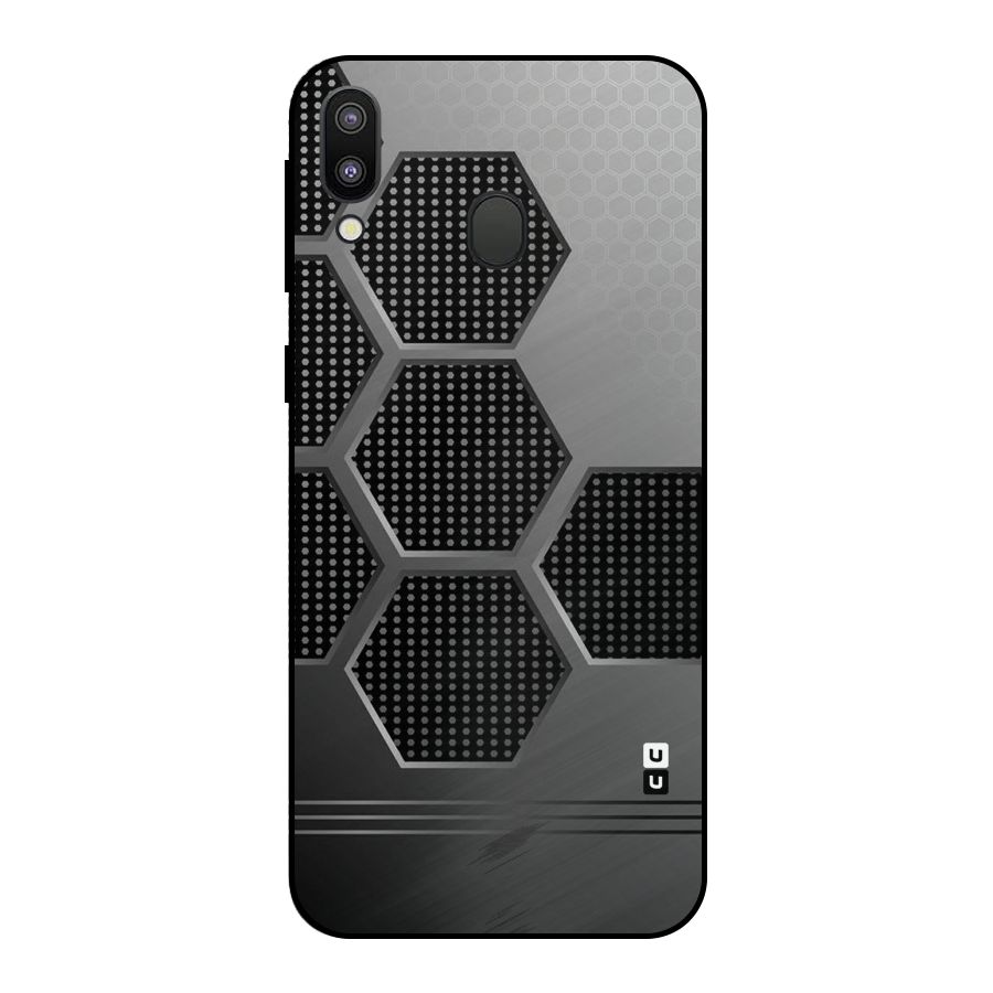 Grey Black Hexa Metal Back Case for Galaxy M20