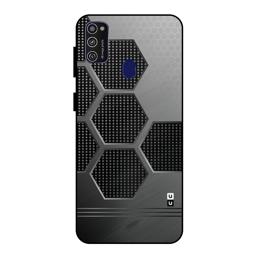 Grey Black Hexa Metal Back Case for Galaxy M21