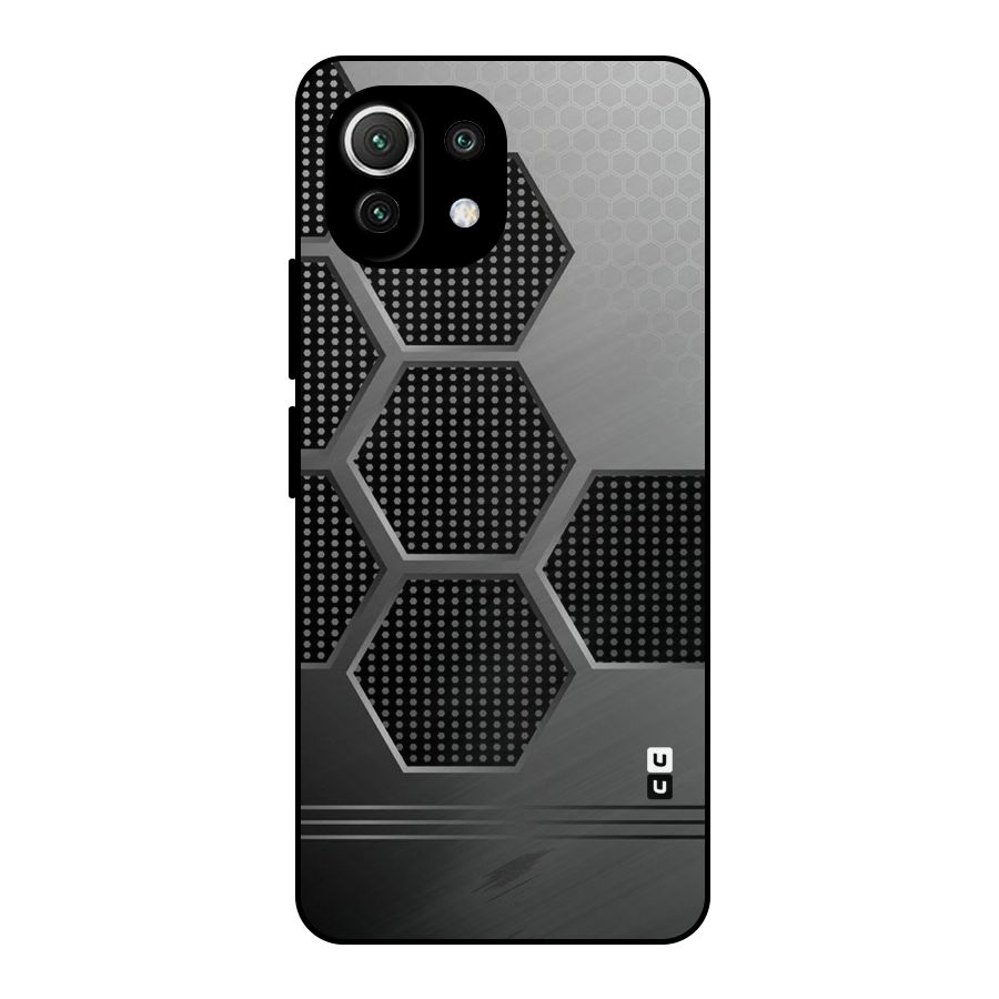 Grey Black Hexa Metal Back Case for Mi 11 Lite