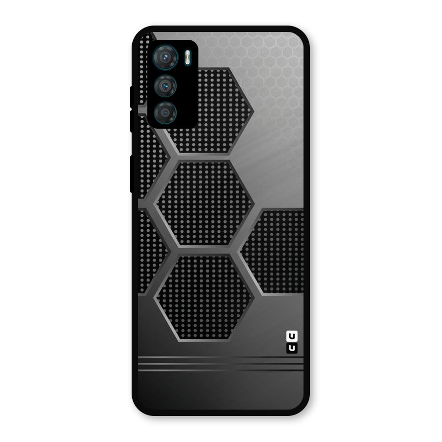 Grey Black Hexa Metal Back Case for Moto G42
