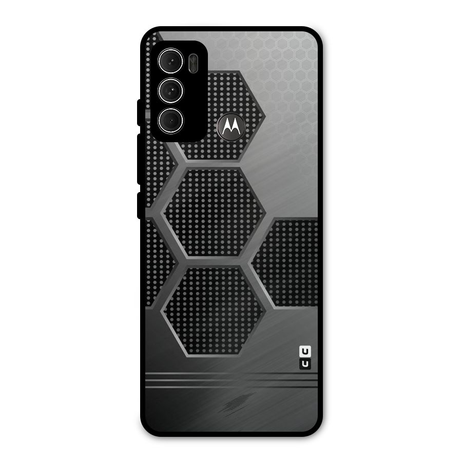 Grey Black Hexa Metal Back Case for Moto G60