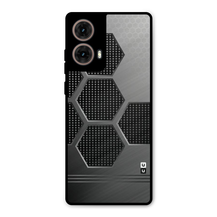 Grey Black Hexa Metal Back Case for Moto G85