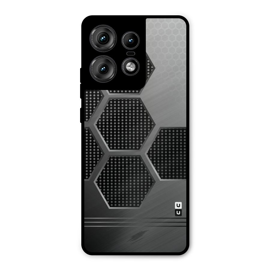Grey Black Hexa Metal Back Case for Motorola Edge 50 Pro