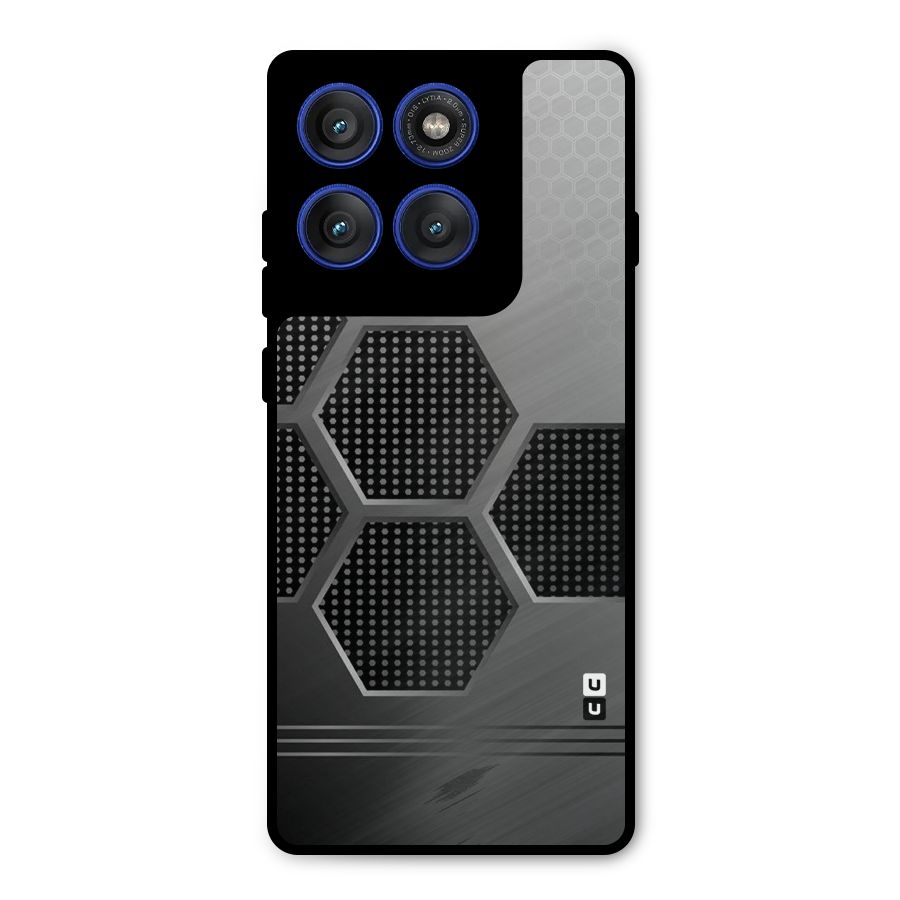 Grey Black Hexa Metal Back Case for Motorola Edge 60 Pro
