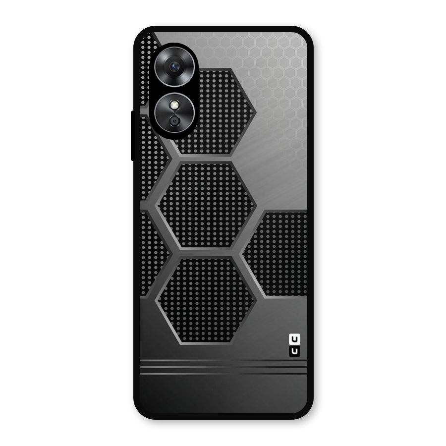 Grey Black Hexa Metal Back Case for Oppo A17