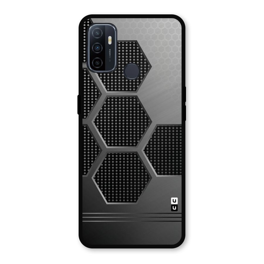 Grey Black Hexa Metal Back Case for Oppo A53