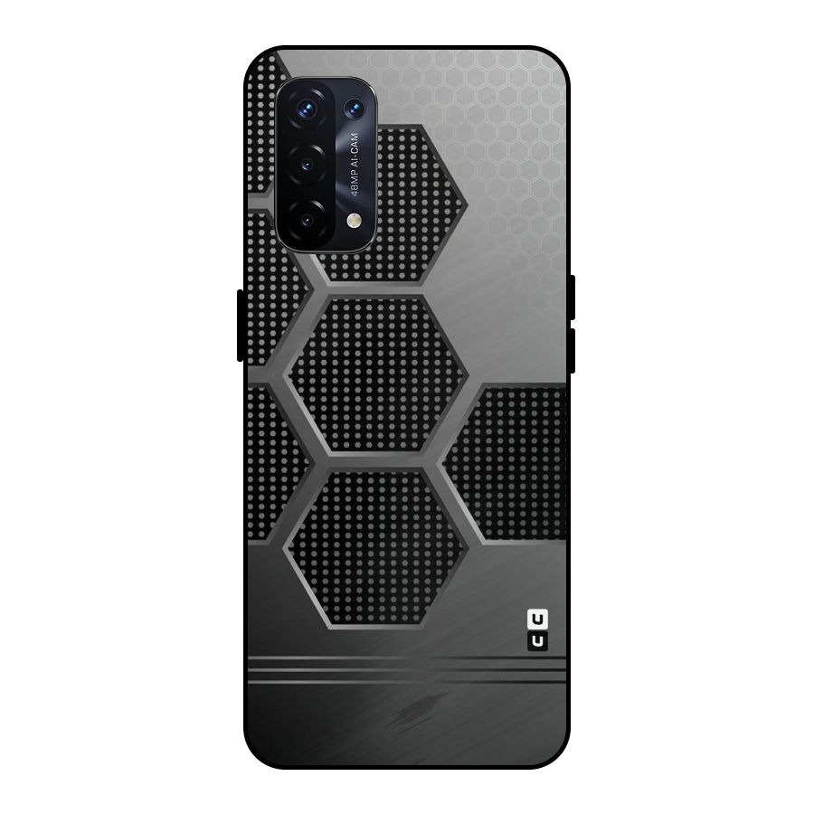 Grey Black Hexa Metal Back Case for Oppo A74 5G