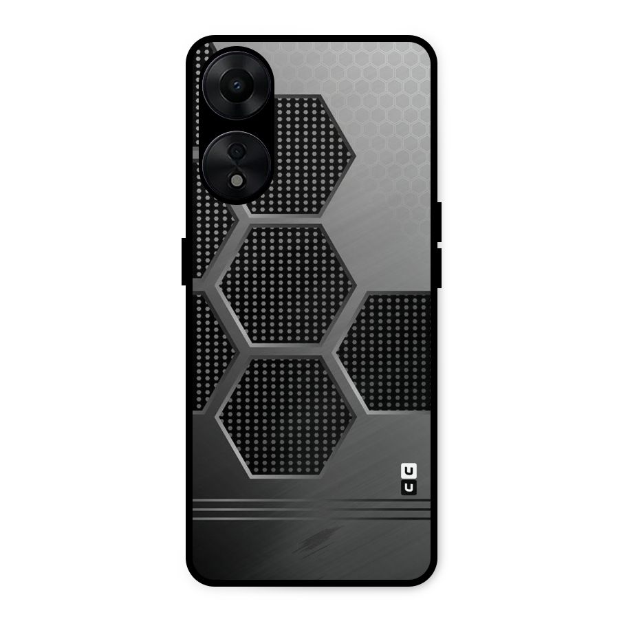Grey Black Hexa Metal Back Case for Oppo A78 5G