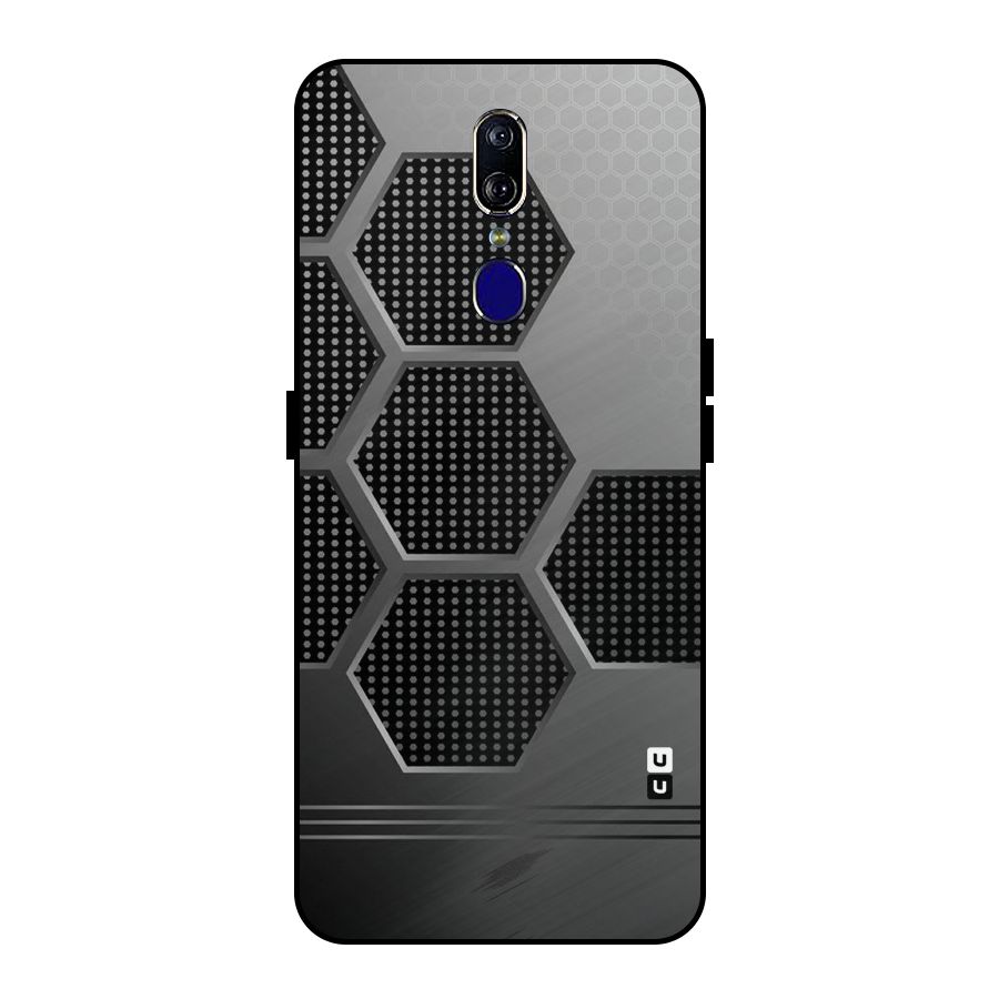 Grey Black Hexa Metal Back Case for Oppo F11
