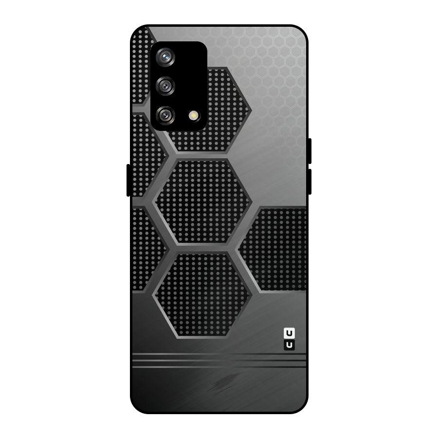 Grey Black Hexa Metal Back Case for Oppo F19s