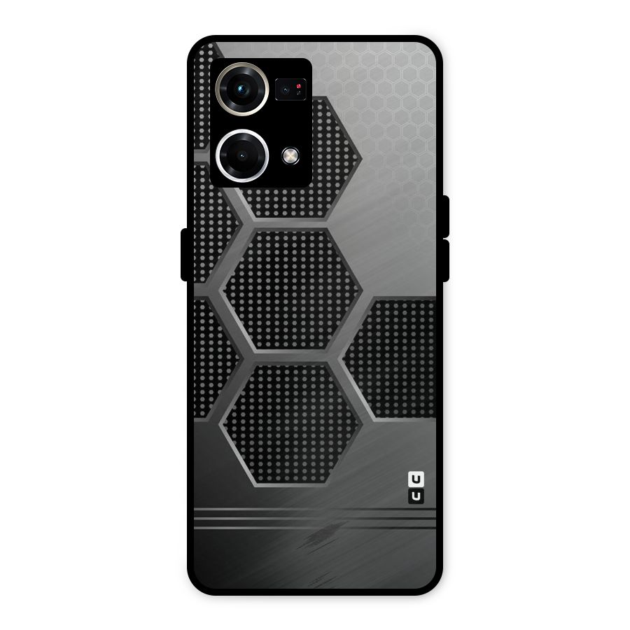 Grey Black Hexa Metal Back Case for Oppo F21 Pro 4G