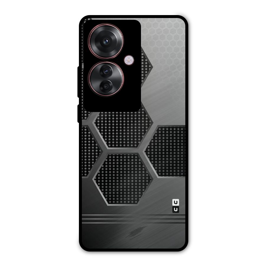 Grey Black Hexa Metal Back Case for Oppo F25 Pro