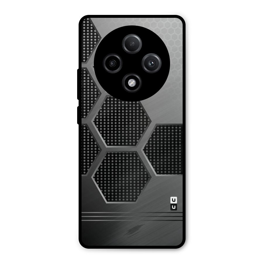 Grey Black Hexa Metal Back Case for Oppo F27 Pro Plus