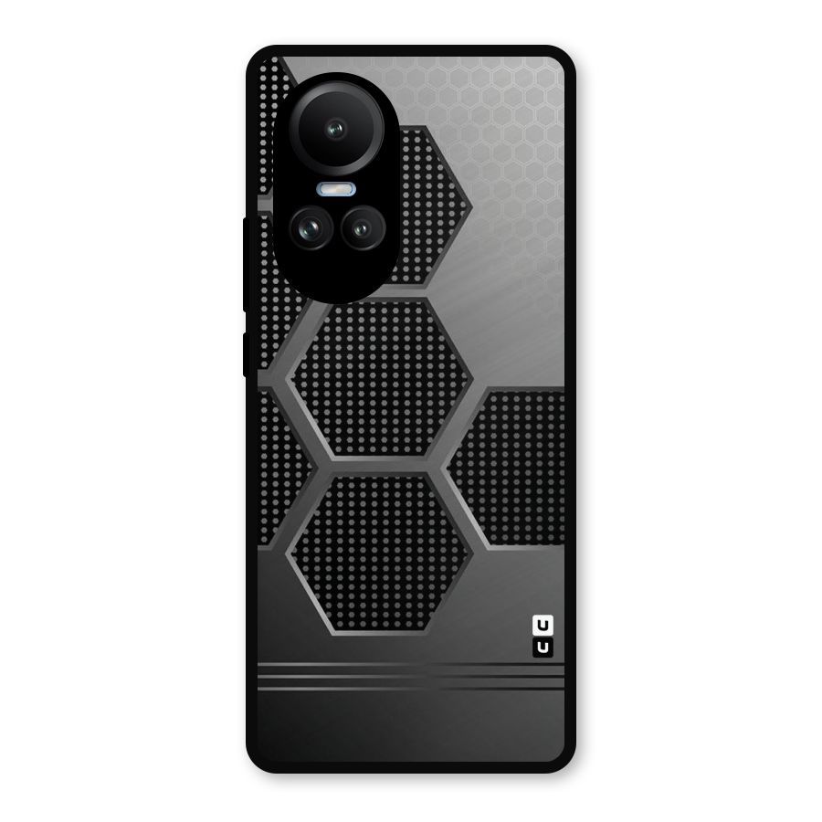 Grey Black Hexa Metal Back Case for Oppo Reno10 Pro
