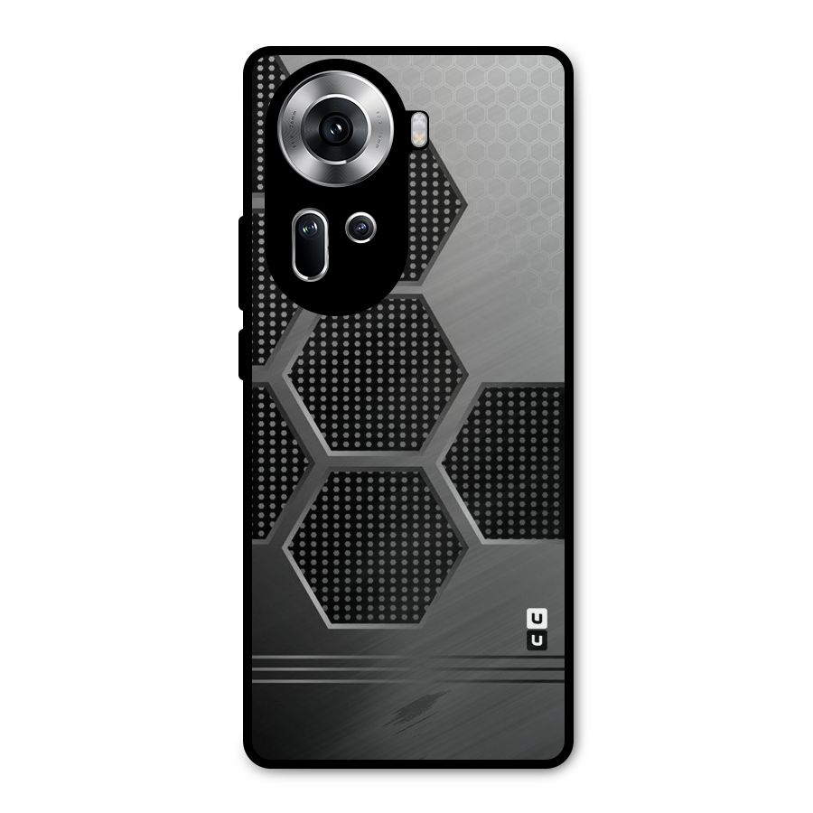 Grey Black Hexa Metal Back Case for Oppo Reno11 5G