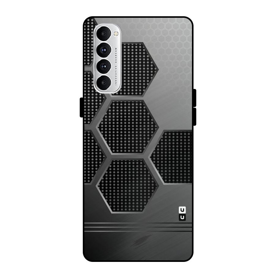 Grey Black Hexa Metal Back Case for Oppo Reno4 Pro