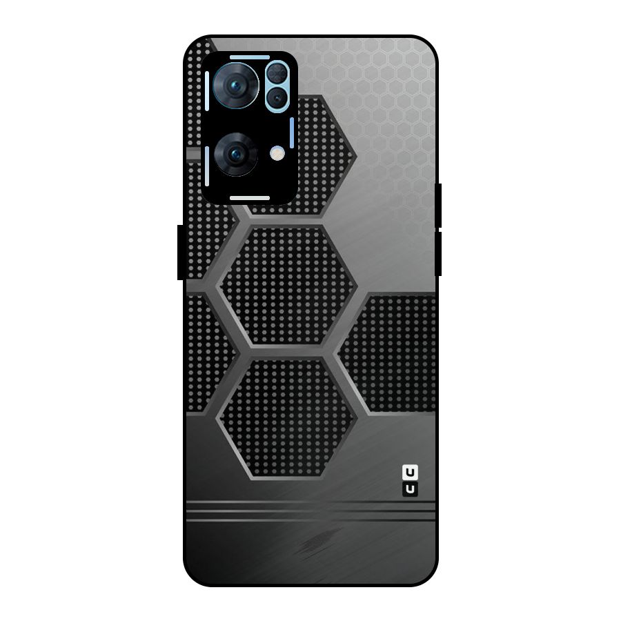 Grey Black Hexa Metal Back Case for Oppo Reno7 Pro 5G