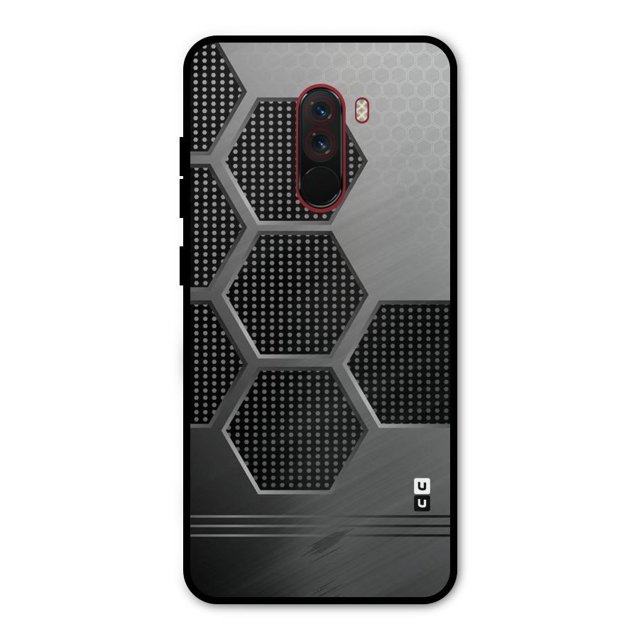 Grey Black Hexa Metal Back Case for Poco F1
