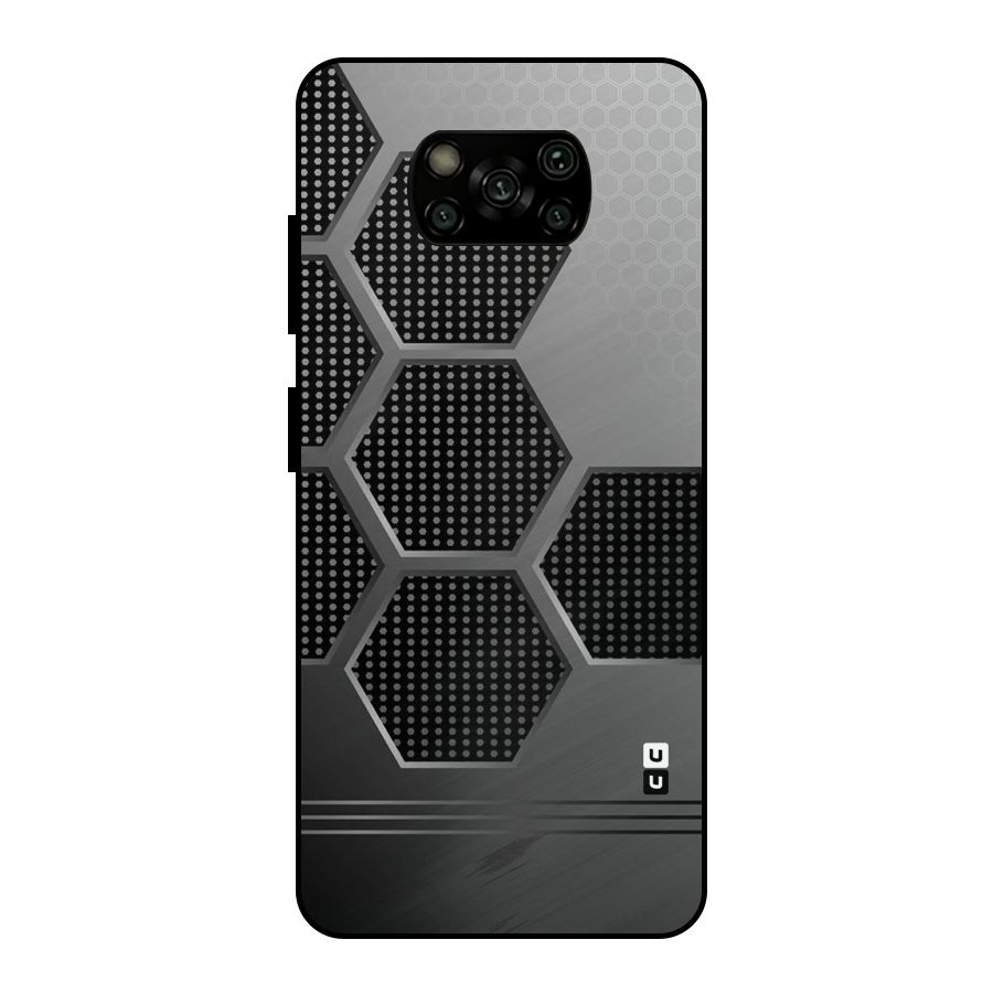 Grey Black Hexa Metal Back Case for Poco X3