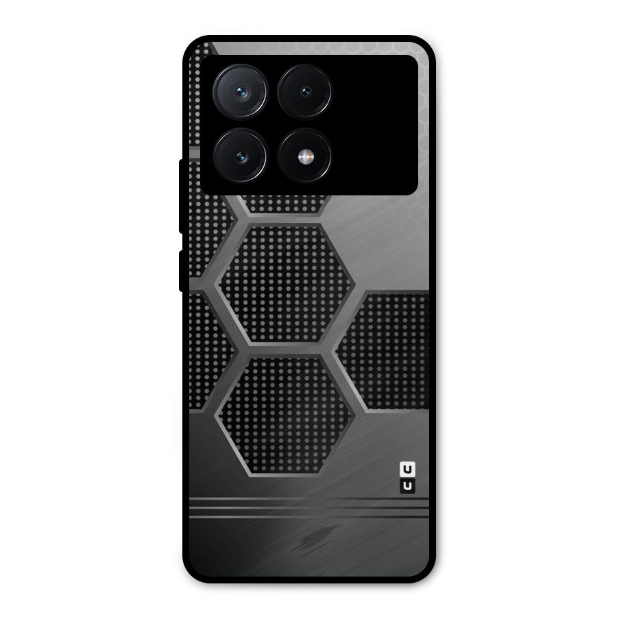 Grey Black Hexa Metal Back Case for Poco X6 Pro