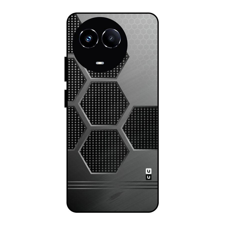 Grey Black Hexa Metal Back Case for Realme 11 5G