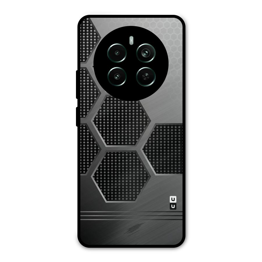 Grey Black Hexa Metal Back Case for Realme 12 Pro Plus