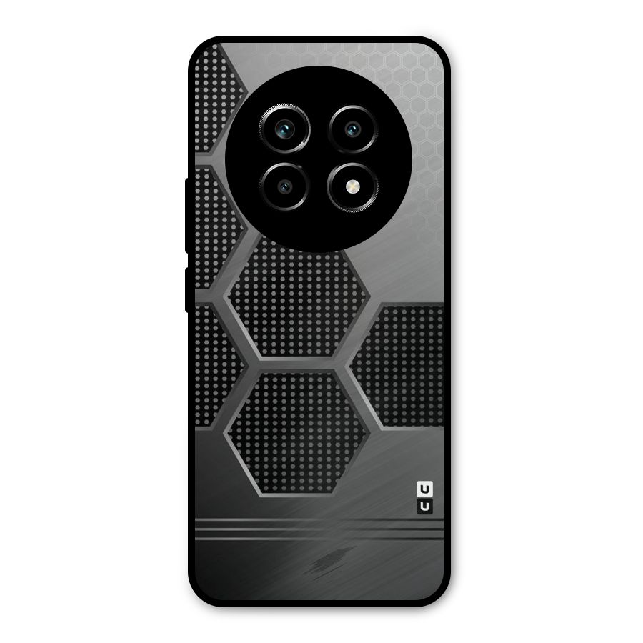 Grey Black Hexa Metal Back Case for Realme 14 Pro Lite
