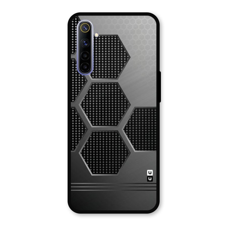Grey Black Hexa Metal Back Case for Realme 6