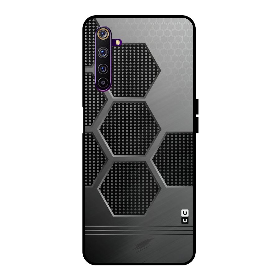 Grey Black Hexa Metal Back Case for Realme 6 Pro