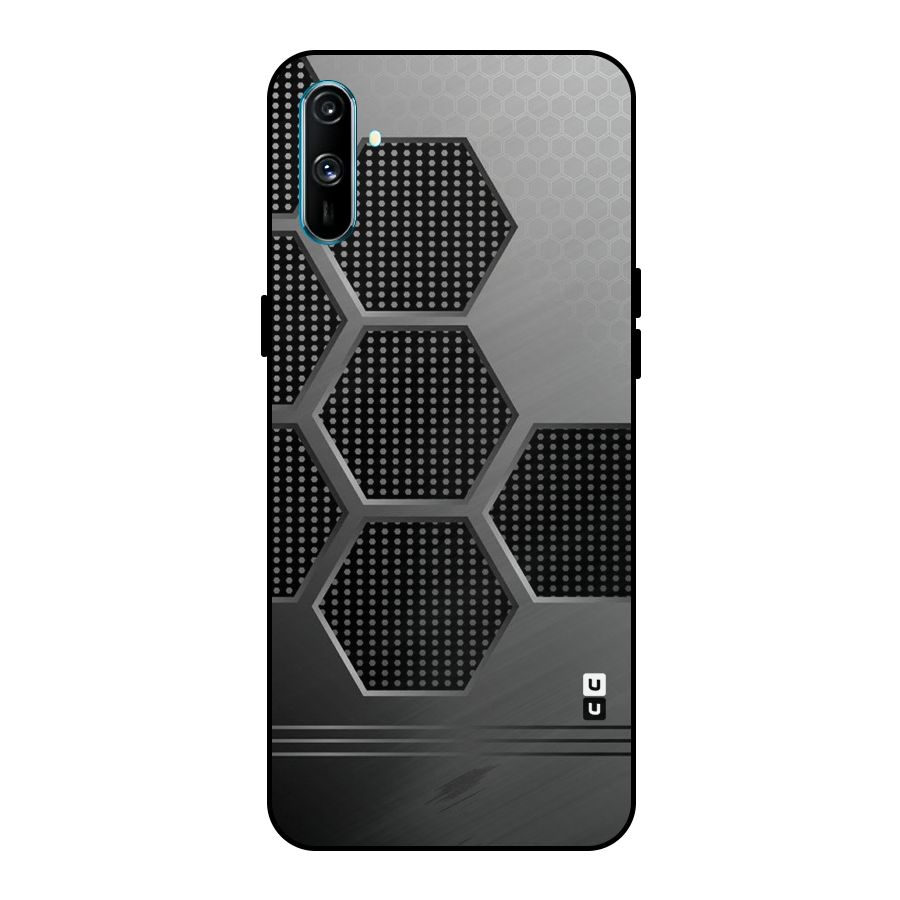 Grey Black Hexa Metal Back Case for Realme C3